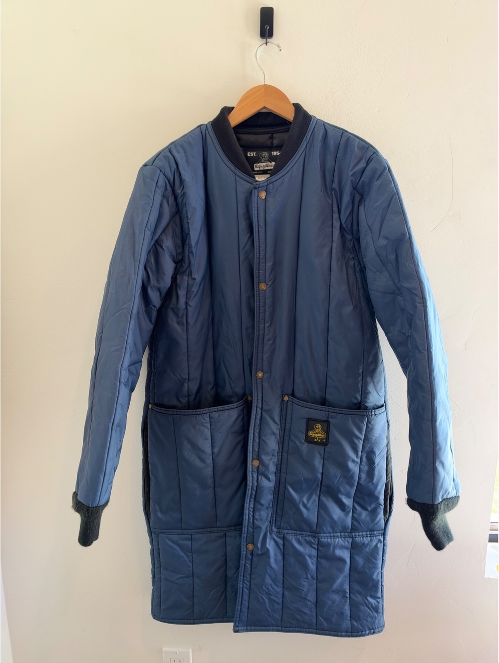 RefrigiWear Insulated Long Work Coat Jacket Blue Size Medium M